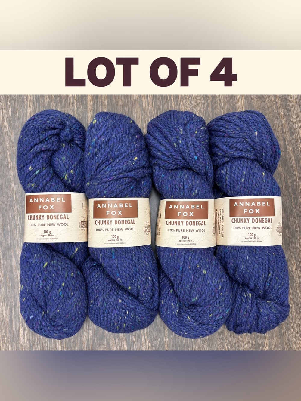Vintage Annabel Fox Chunky Donegal Tweed Wool Yarn Amethyst Lot of 4